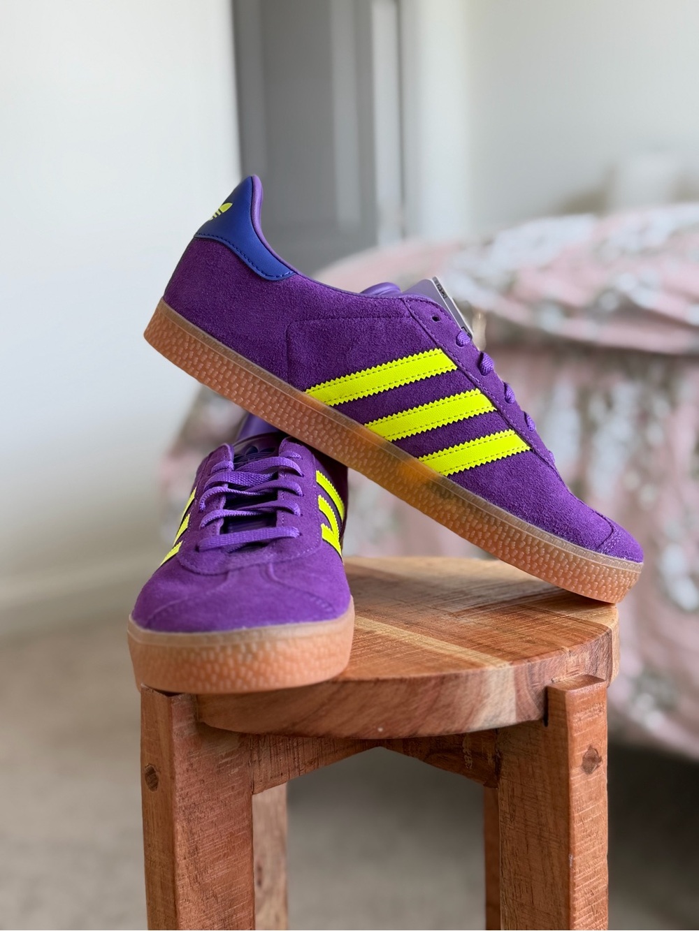 Adidas Gazelle Purple Neon Yellow Gum Sneakers NWT Sz 6M/7W